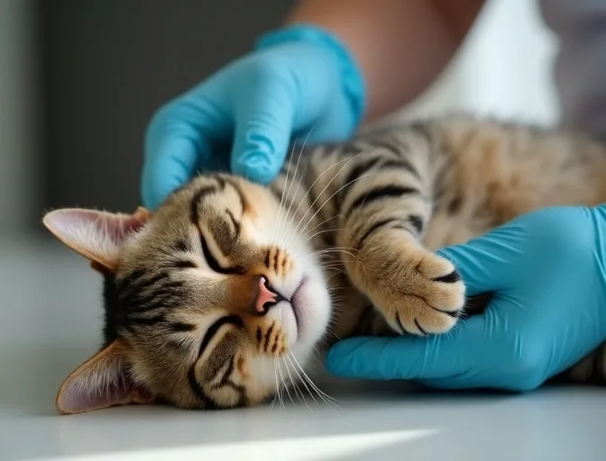 Specialist carefully handling a deceased cat with dignity in Hillside